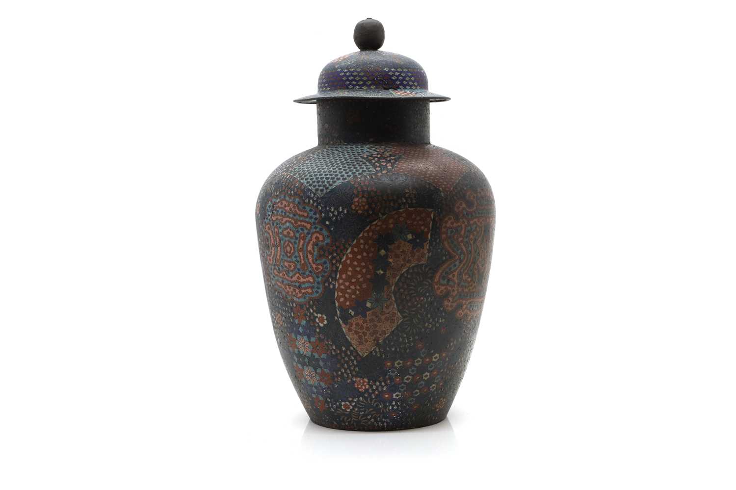 A Japanese cloisonne polychrome vase and cover, - Image 2 of 3