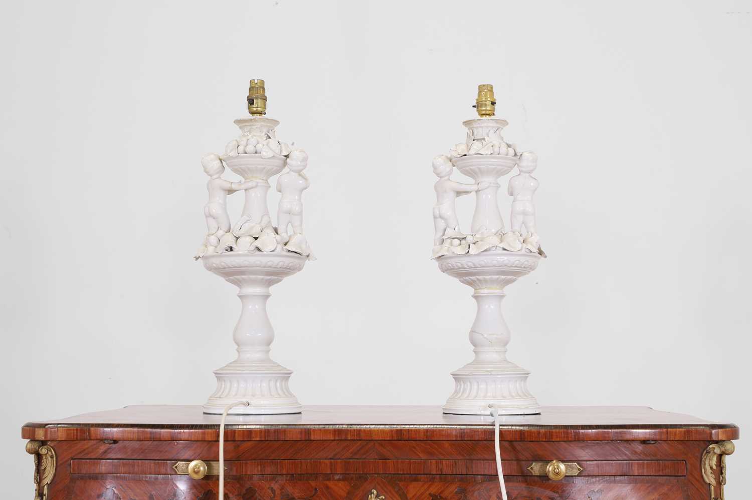 A pair of white-glazed pottery table lamps by Casa Pupo, - Image 2 of 6