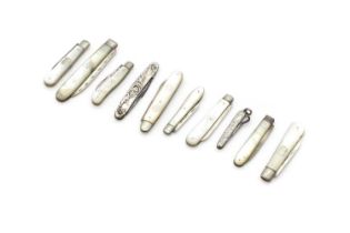 A group of ten silver and mother of pearl fruit knives