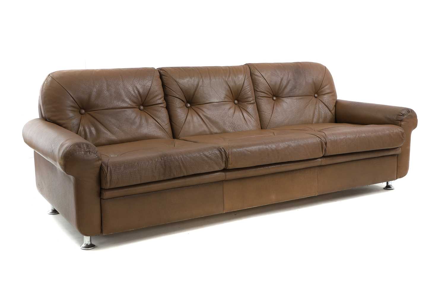 A Danish three seater leather sofa,