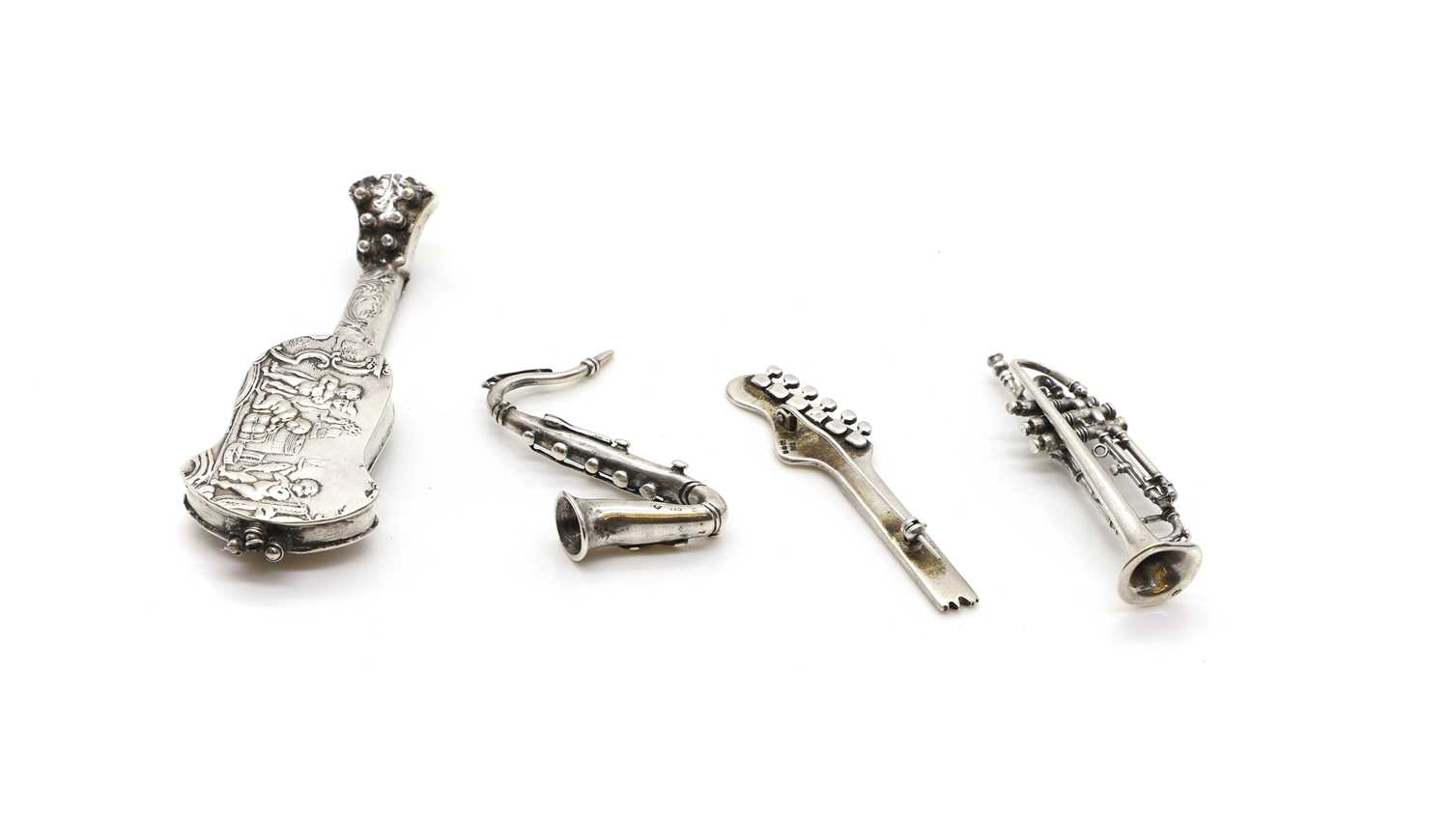 A group of four silver novelty musical instruments - Image 2 of 2