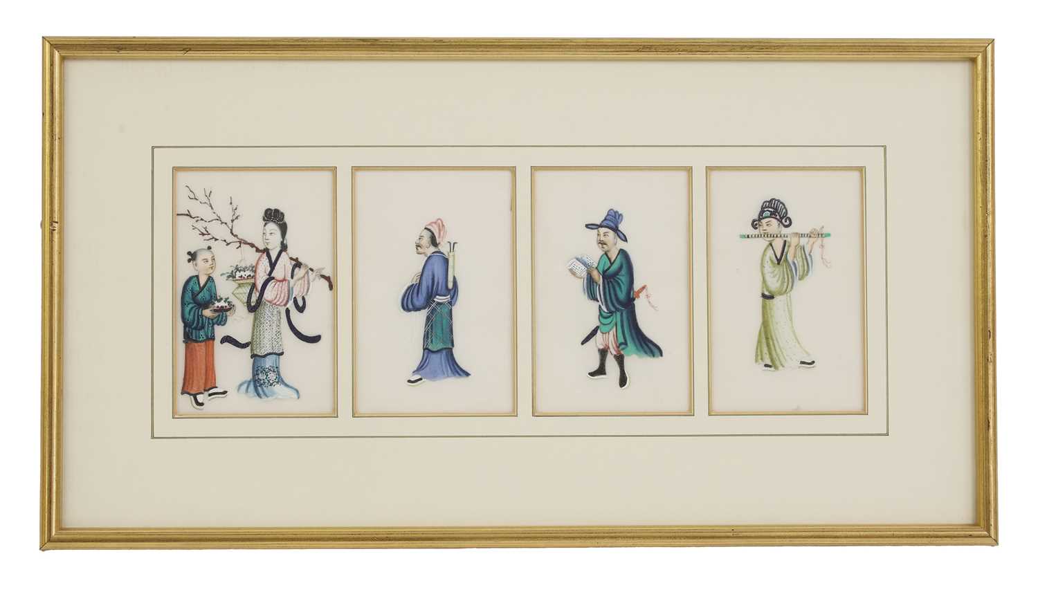A collection of Chinese pith paper paintings, - Image 4 of 7