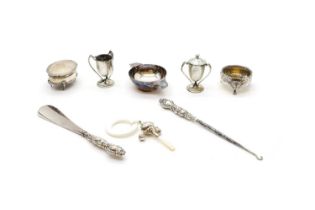 A collection of silver items,