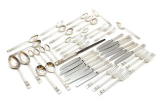 Four sets of silver plated flatware