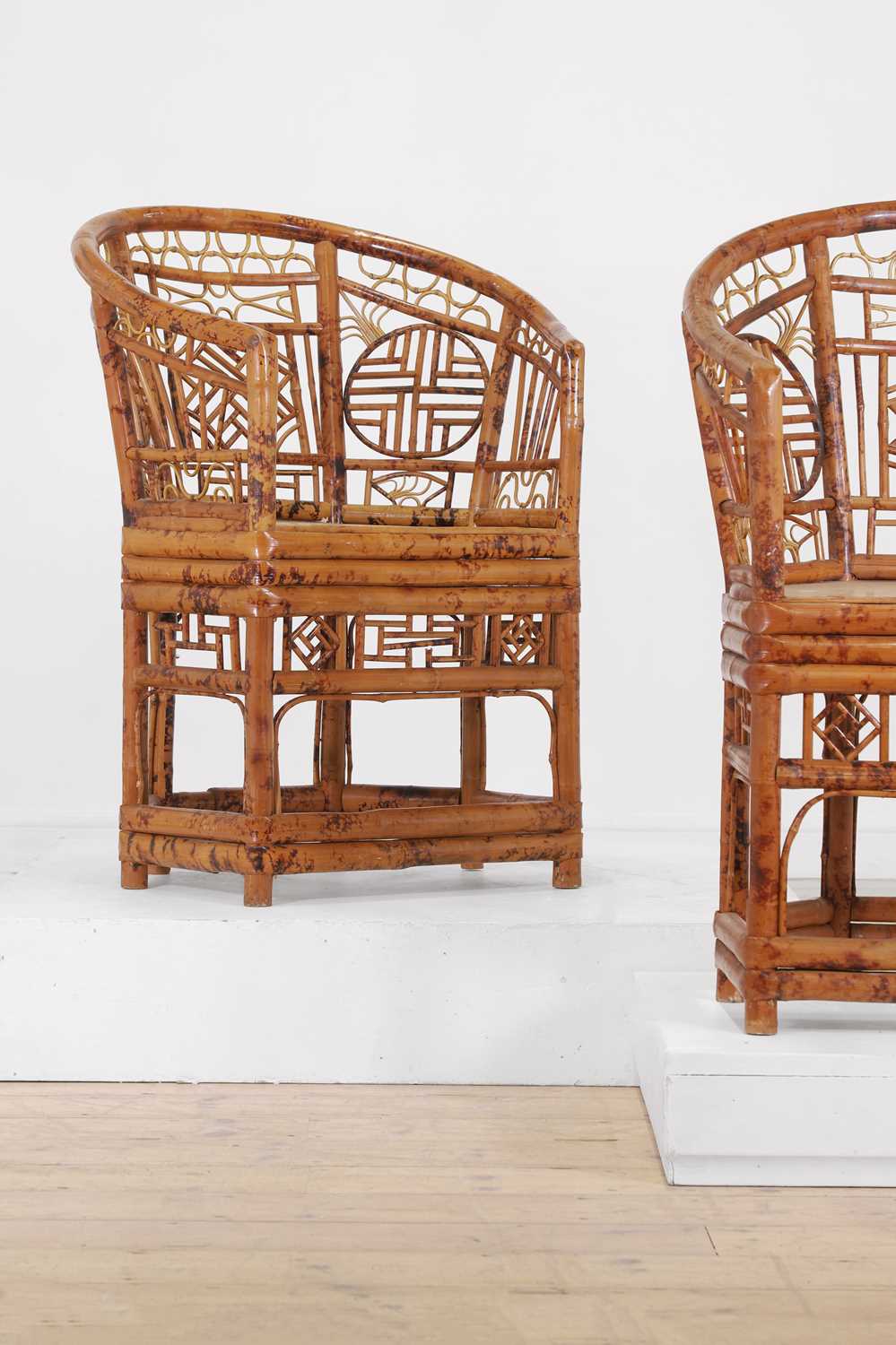 A pair of Brighton Pavilion-type bamboo elbow chairs, - Image 3 of 7