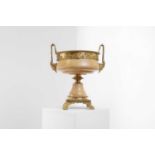 A Louis XVI-style gilt-metal and turned birch urn,