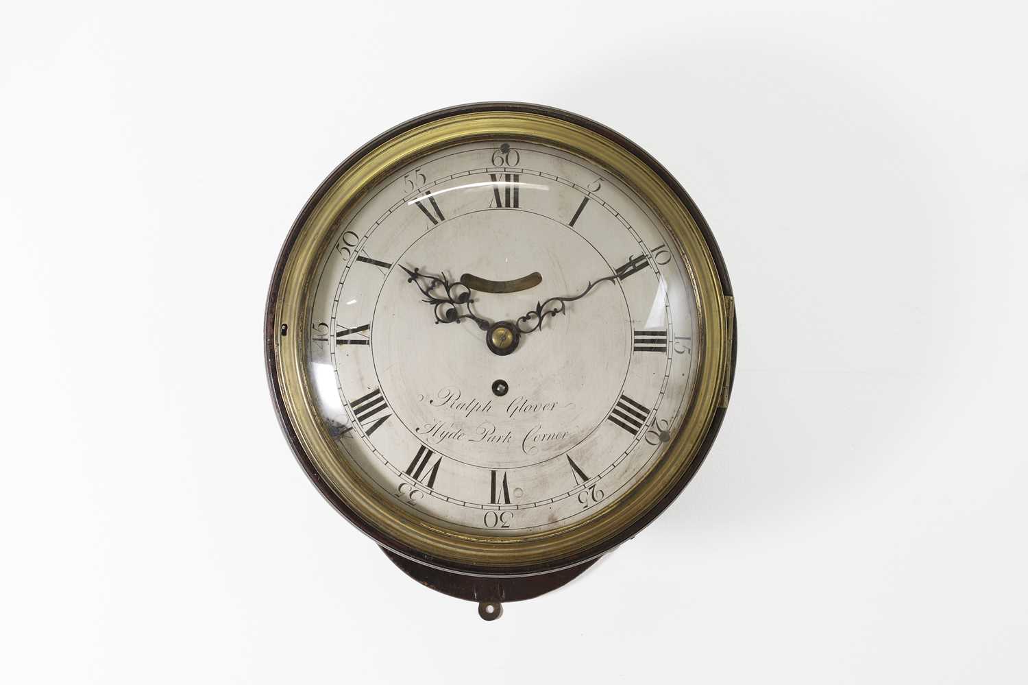 A George III circular mahogany wall clock, - Image 2 of 6