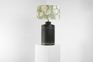 A toleware tea canister lamp,