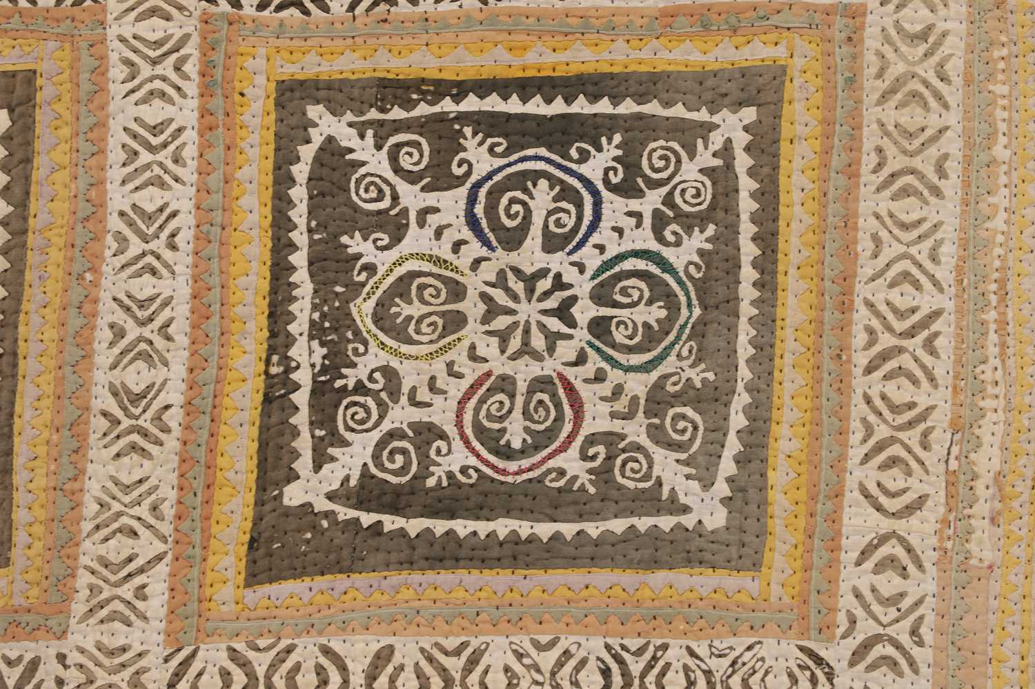 A cotton appliqué kantha quilt, - Image 3 of 5