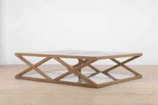 A large oak and glass ‘Marylebone’ coffee table by OKA,