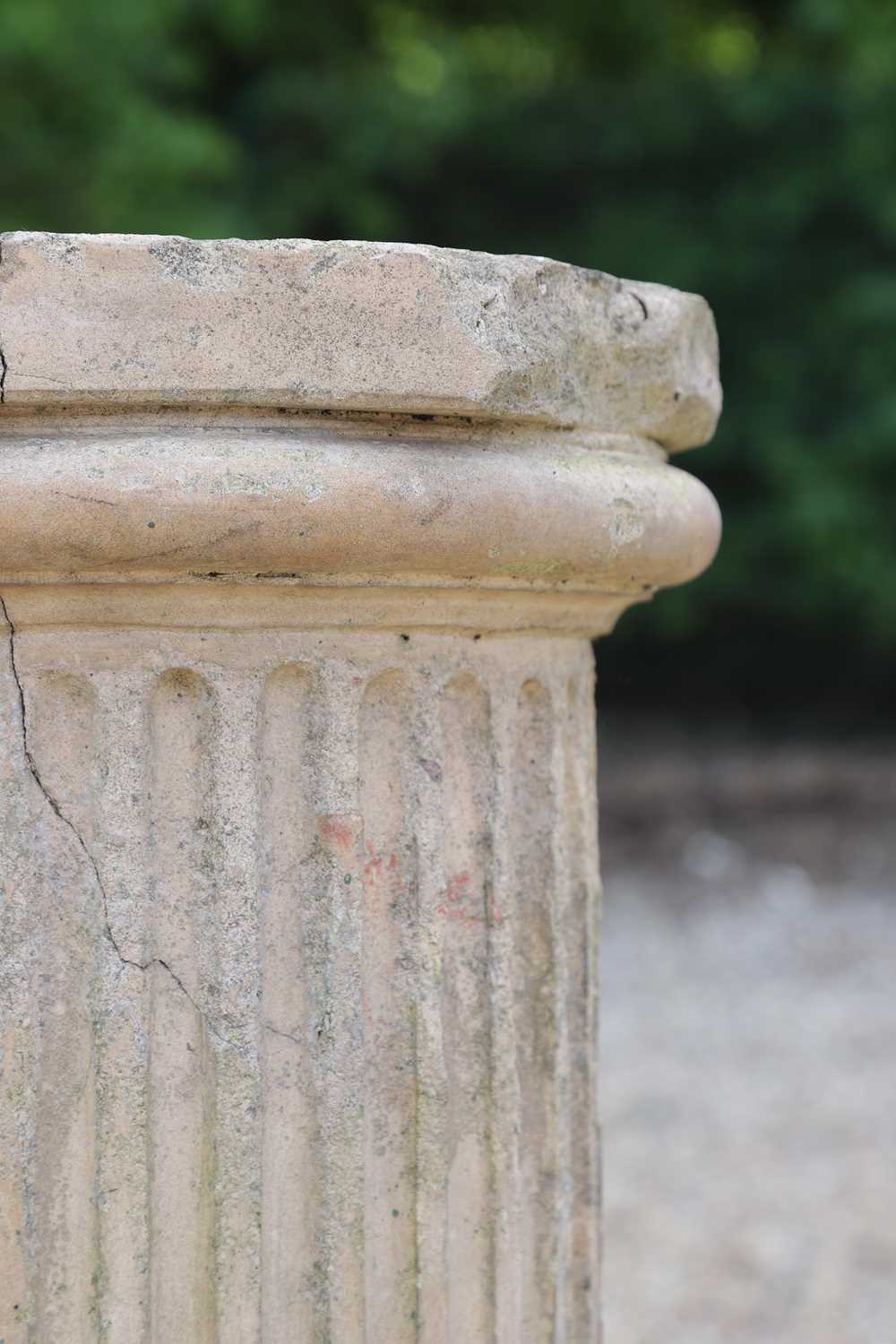 A pair of buff terracotta garden pedestals, - Image 3 of 8