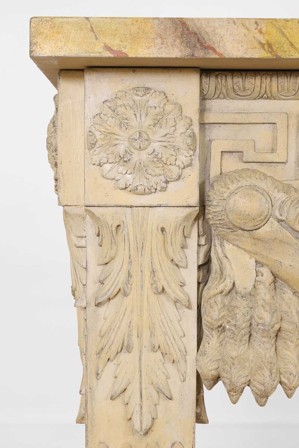A George II-style carved and painted pine console table in the manner of William Kent, - Image 9 of 9