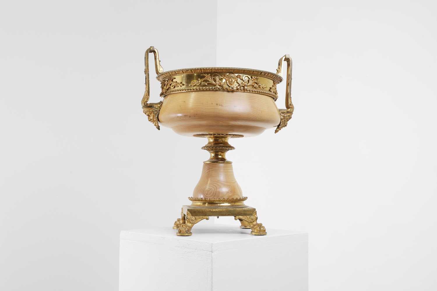 A Louis XVI-style gilt-metal and turned birch urn, - Image 4 of 7