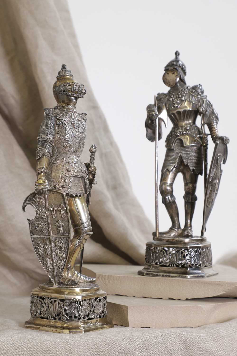 A pair of silver and ivory-mounted figures, - Image 5 of 16