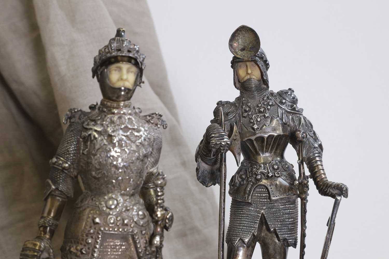 A pair of silver and ivory-mounted figures, - Image 2 of 16