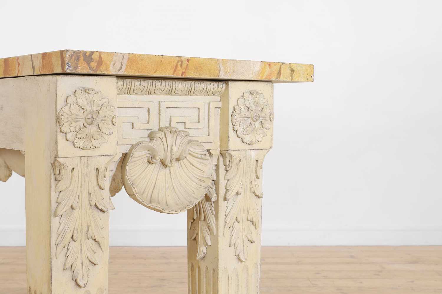 A George II-style carved and painted pine console table in the manner of William Kent, - Image 2 of 9