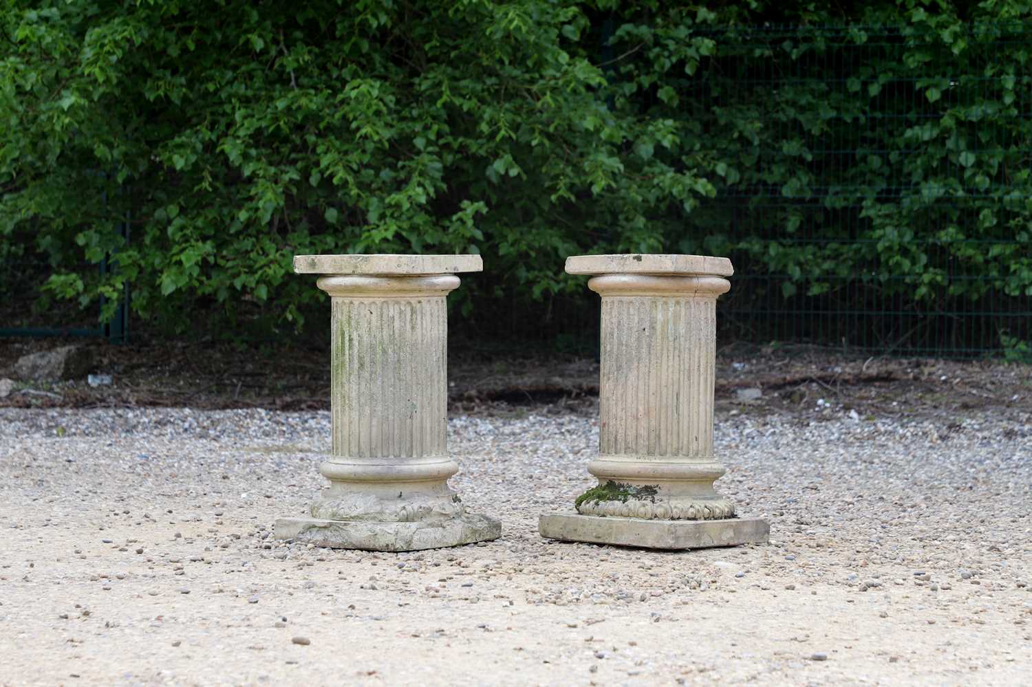 A pair of buff terracotta garden pedestals, - Image 8 of 8