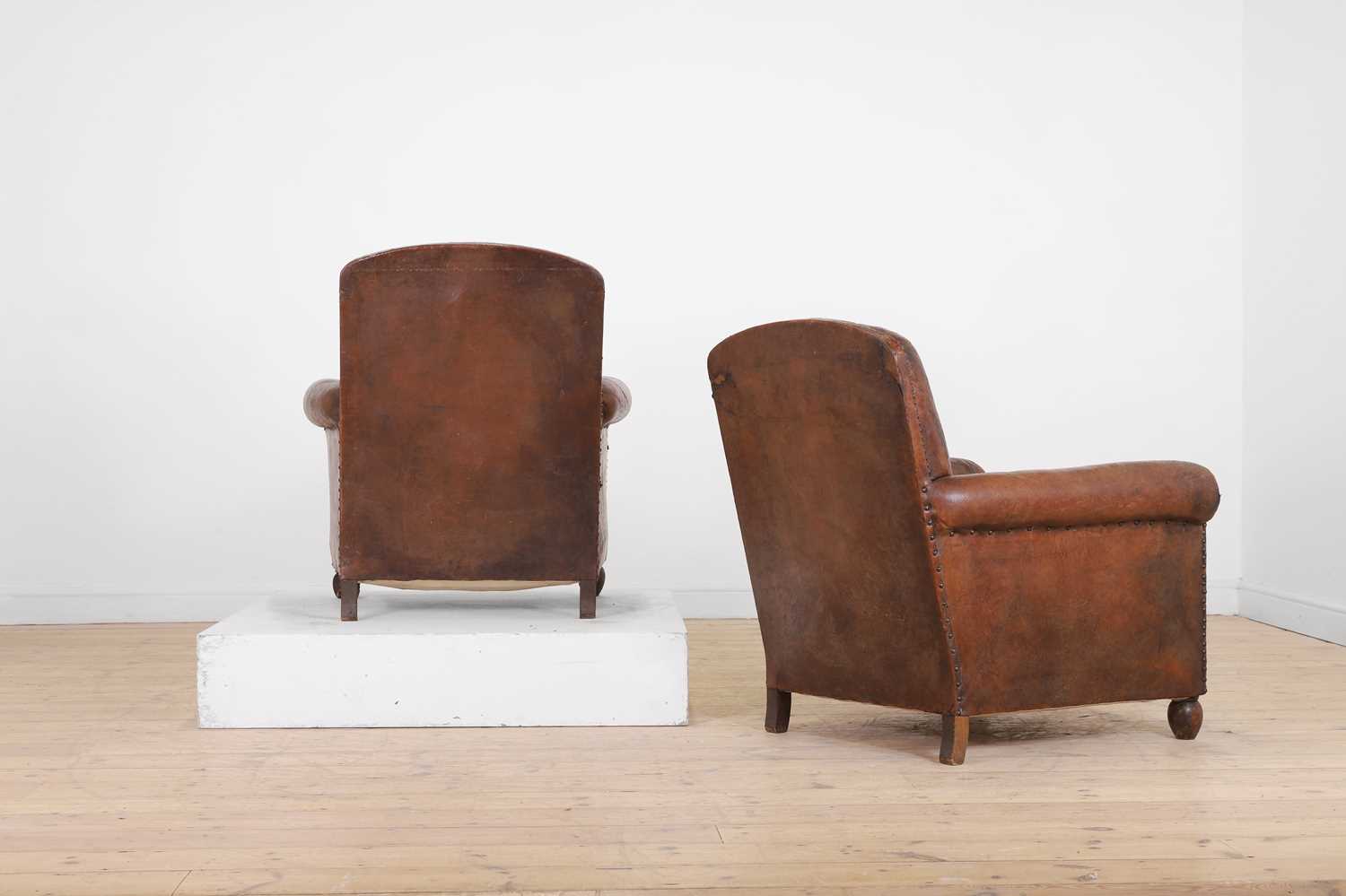 A pair of leather club armchairs, - Image 6 of 6