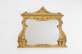 A George III-style giltwood and gesso overmantel mirror,