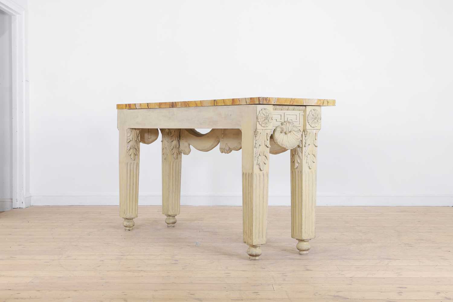 A George II-style carved and painted pine console table in the manner of William Kent, - Image 6 of 9