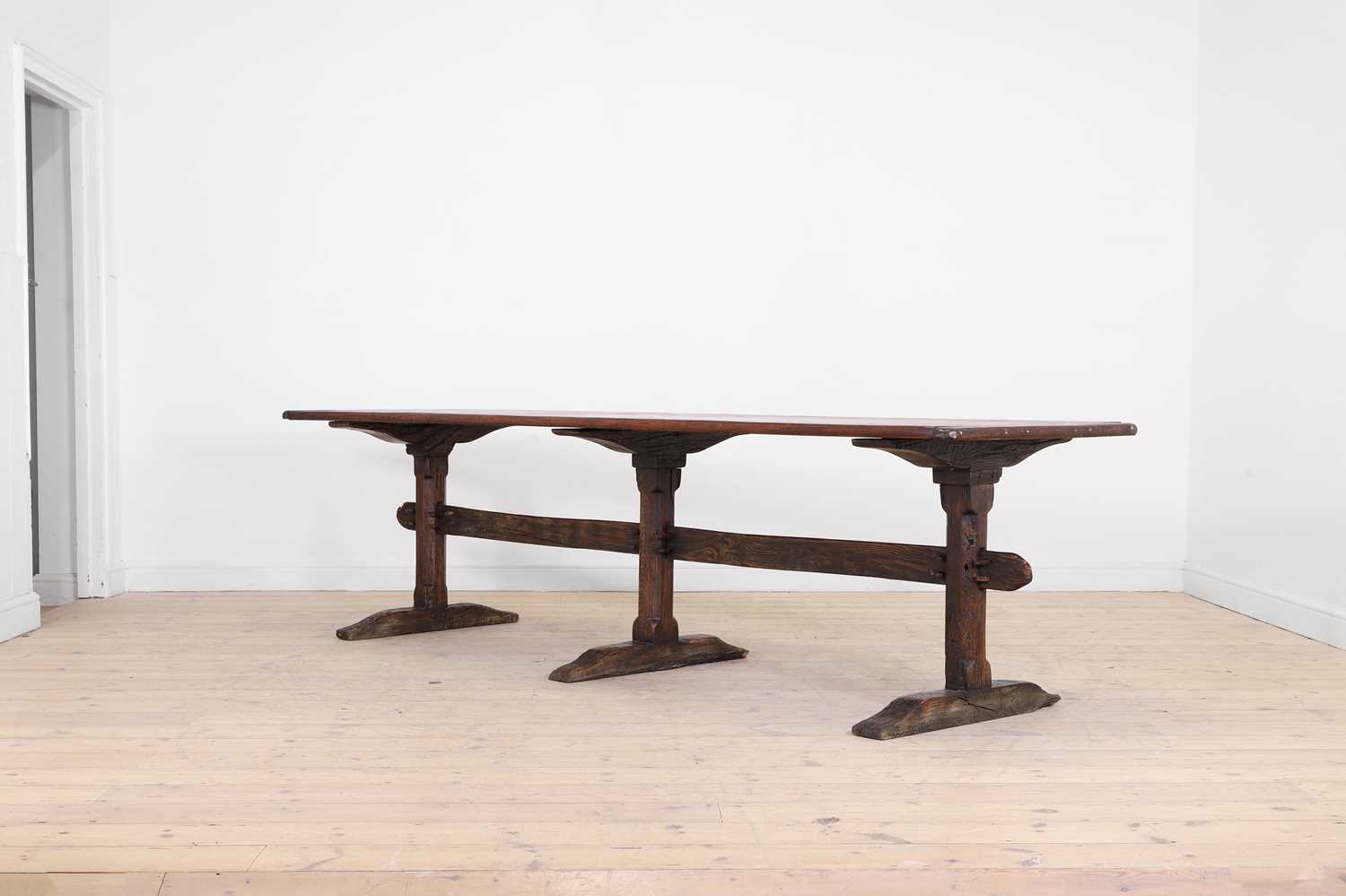 A long pine refectory table, - Image 4 of 8