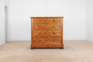 A Victorian satin birch chest of drawers,