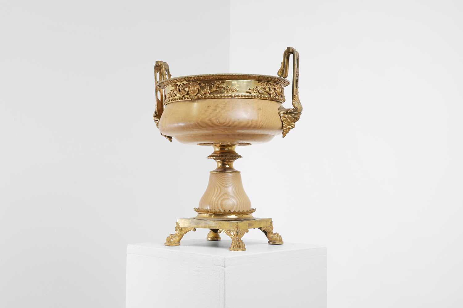 A Louis XVI-style gilt-metal and turned birch urn, - Image 3 of 7