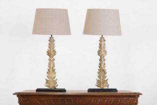 A pair of gilt-metal 'Feuille' table lamps by OKA,