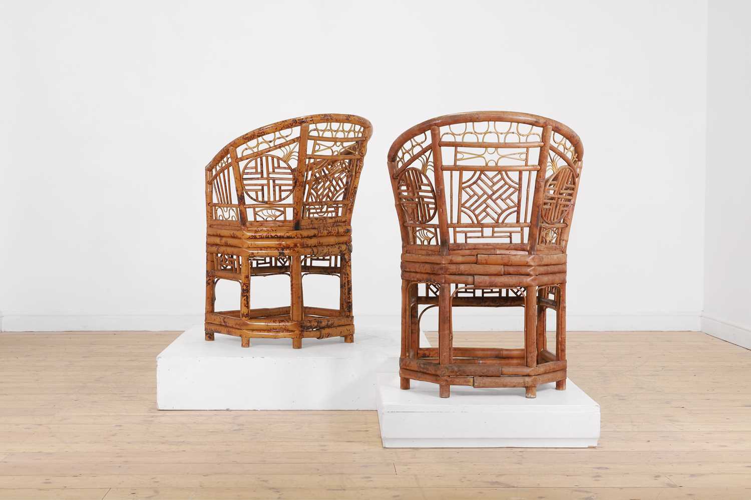 A pair of Brighton Pavilion-type bamboo elbow chairs, - Image 2 of 7
