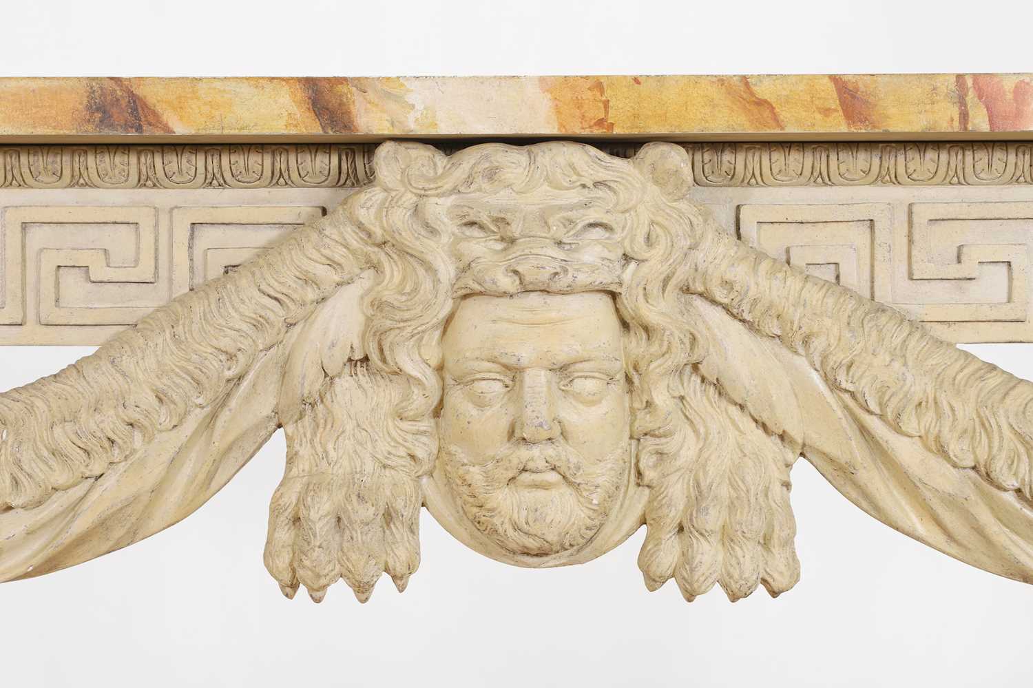 A George II-style carved and painted pine console table in the manner of William Kent, - Image 7 of 9