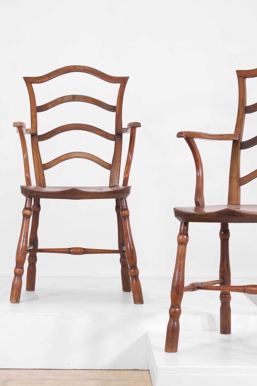 A set of seven vernacular elm and fruitwood chairs, - Image 2 of 7