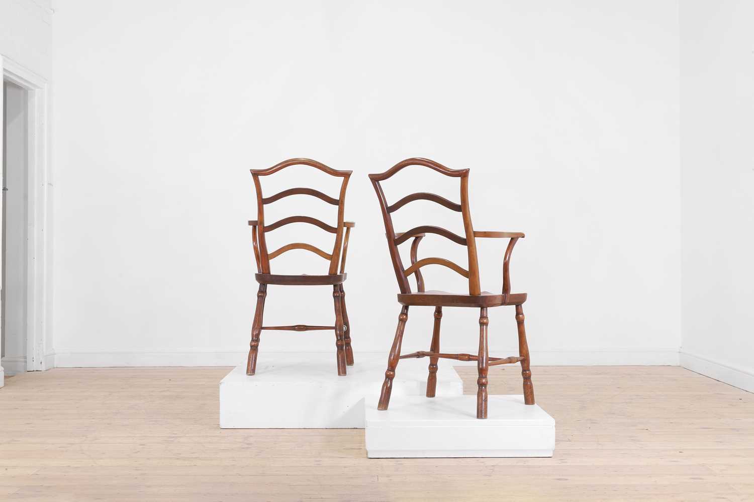 A set of seven vernacular elm and fruitwood chairs, - Image 5 of 7