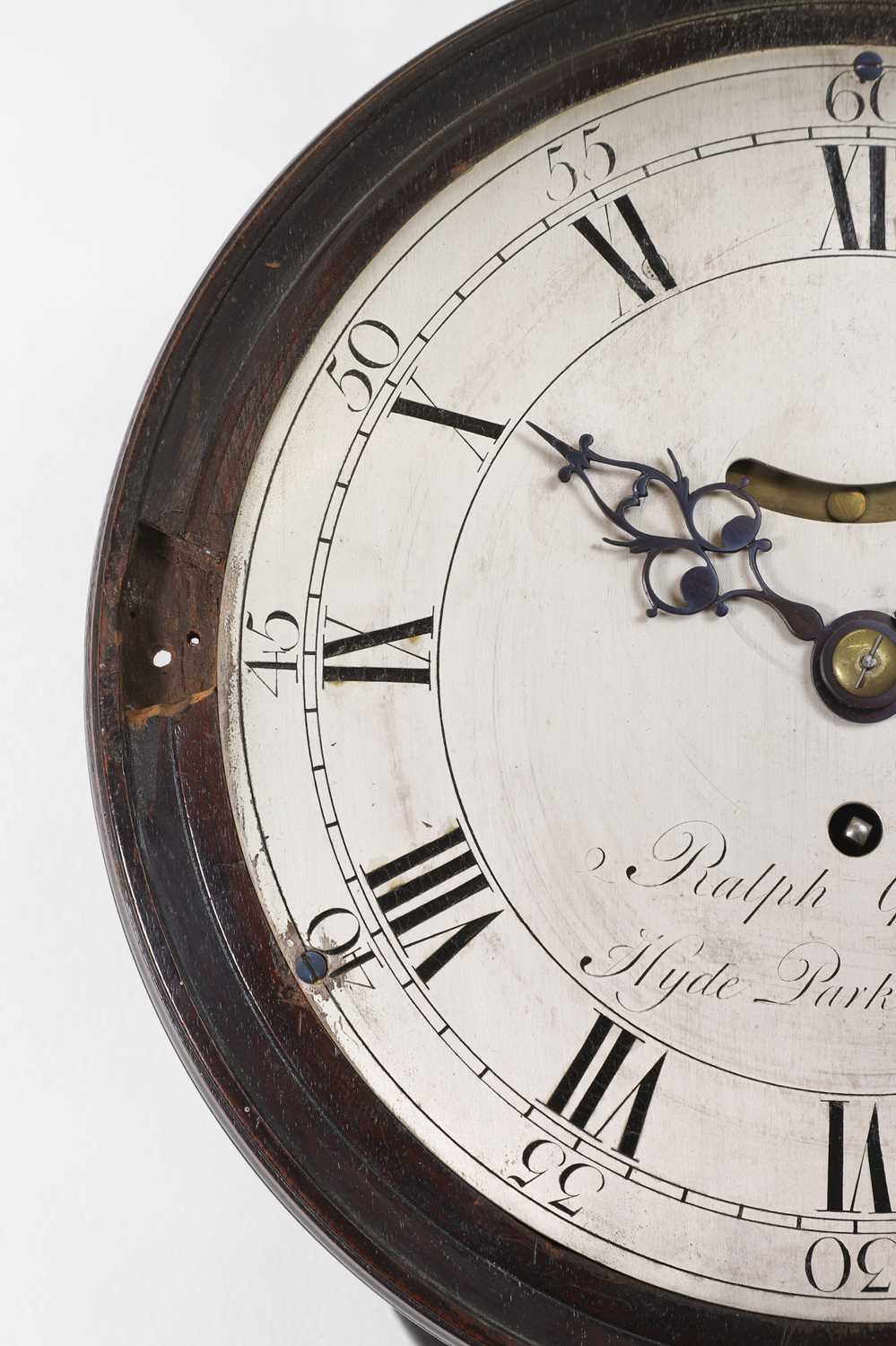 A George III circular mahogany wall clock, - Image 3 of 6