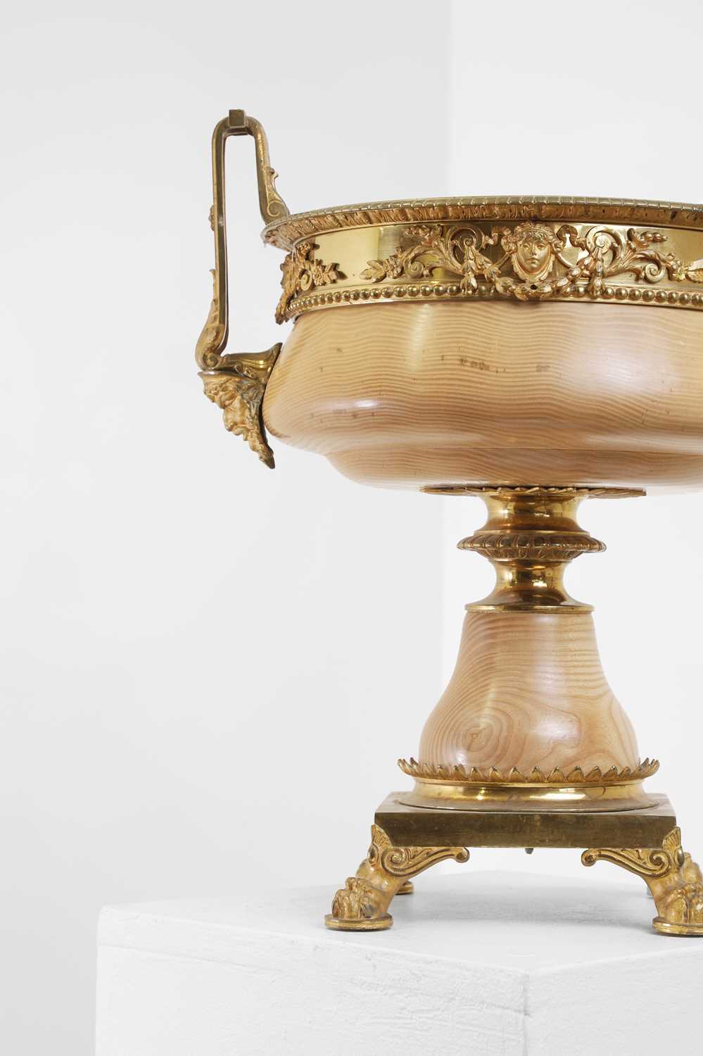 A Louis XVI-style gilt-metal and turned birch urn, - Image 6 of 7