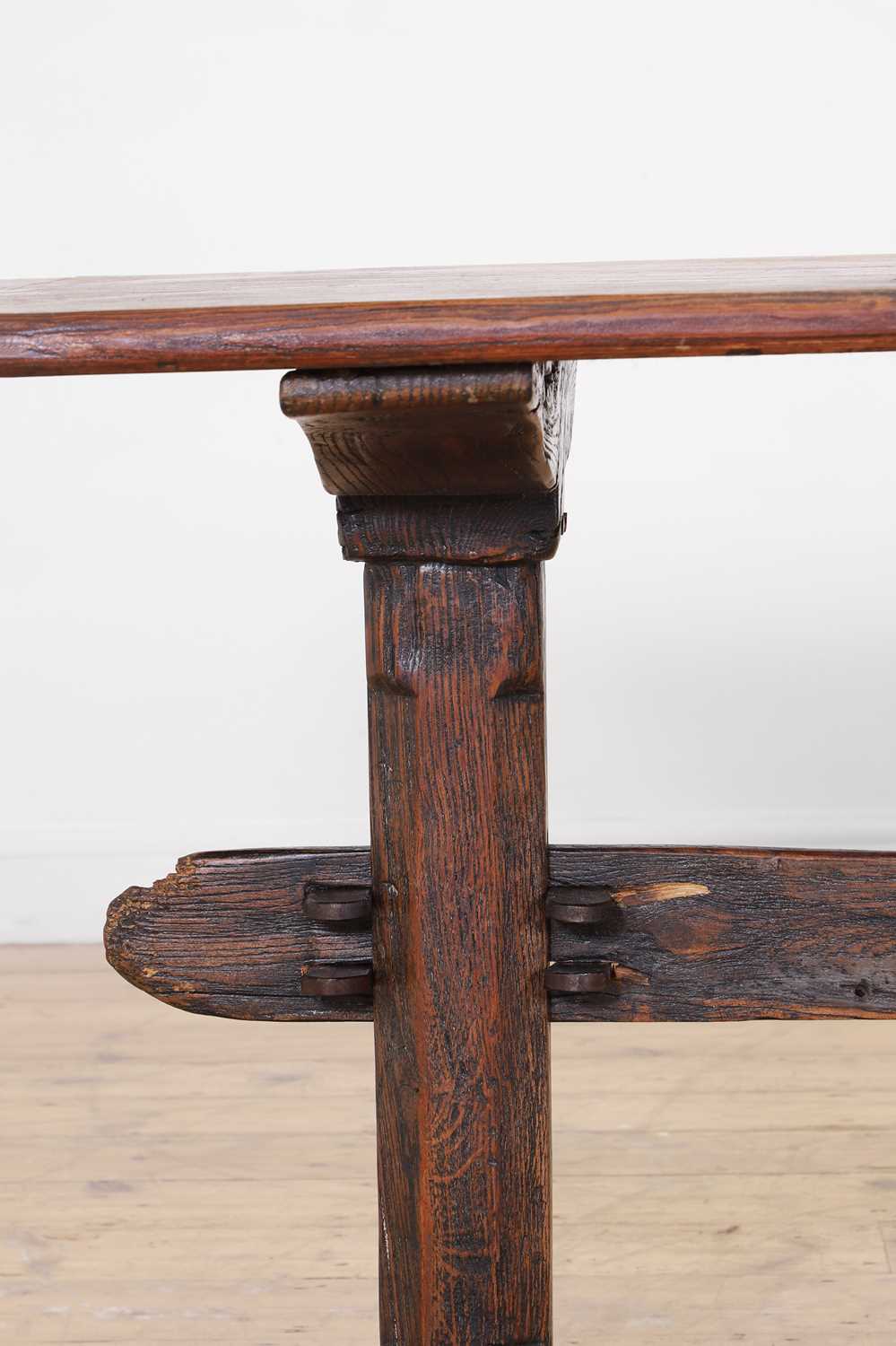 A long pine refectory table, - Image 3 of 8