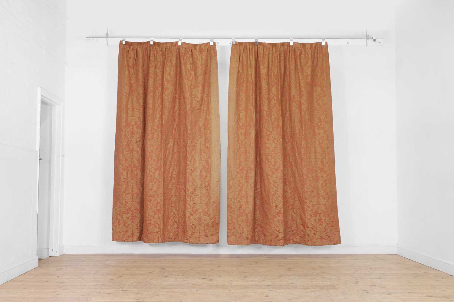 Two pairs of Fortuny silk damask curtains, - Image 2 of 2