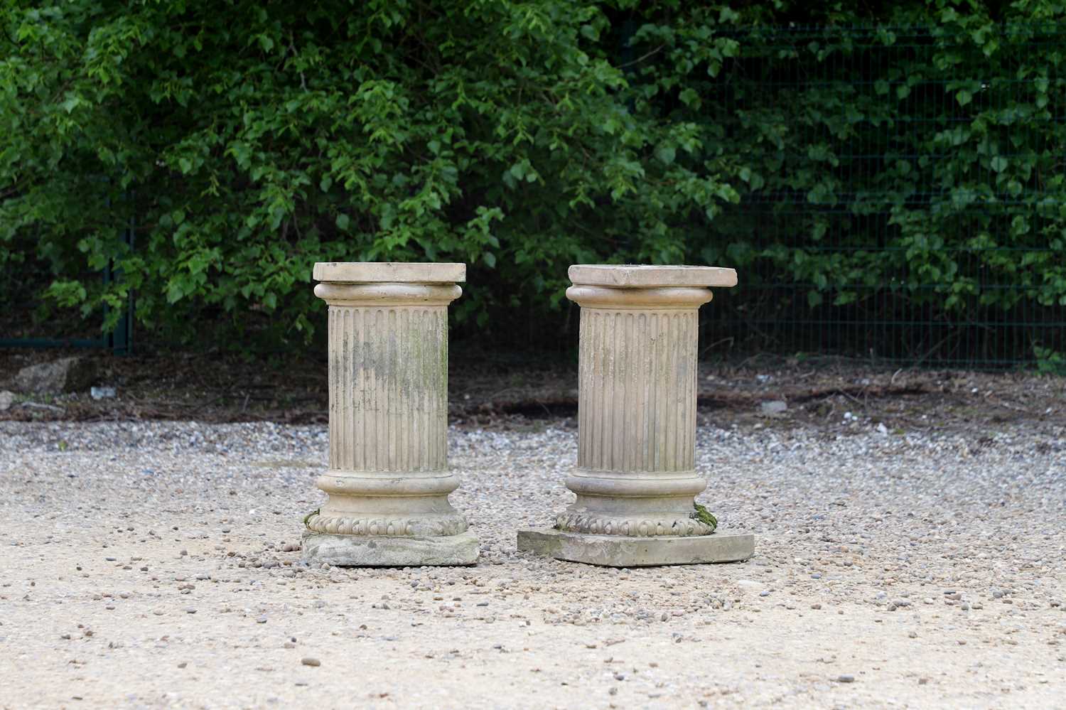 A pair of buff terracotta garden pedestals, - Image 2 of 8