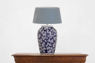 A large porcelain table lamp,