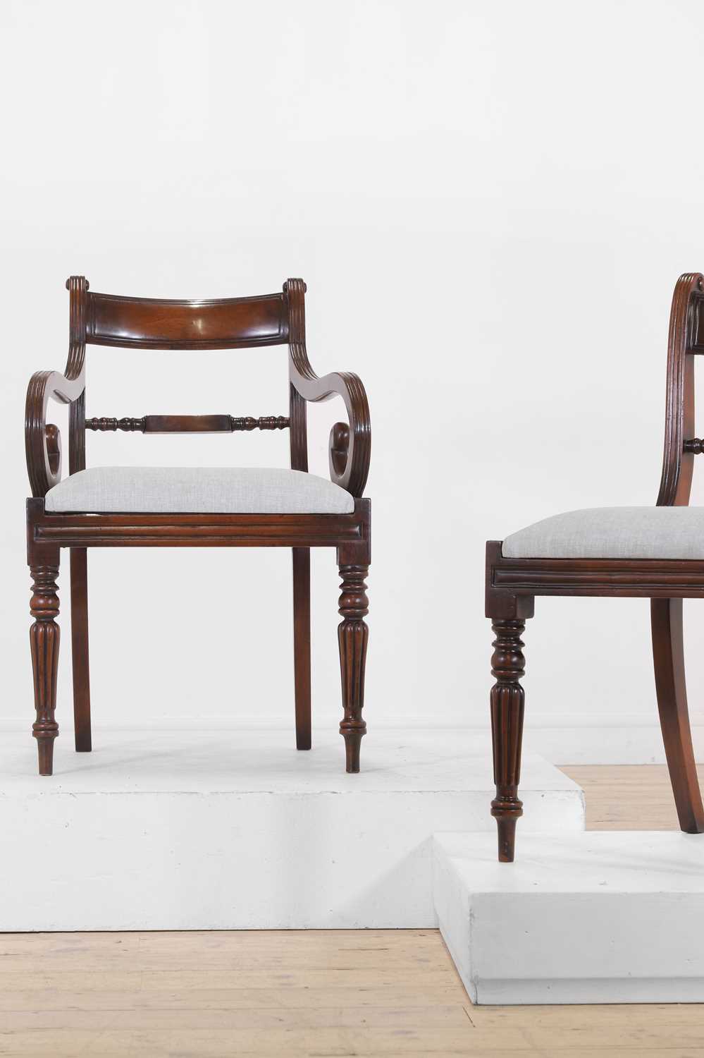 A set of fourteen William IV-style mahogany dining chairs, - Image 3 of 7