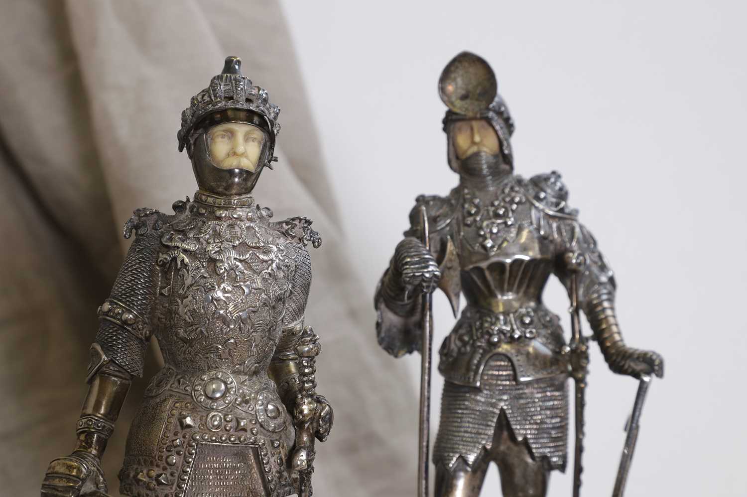 A pair of silver and ivory-mounted figures, - Image 10 of 16