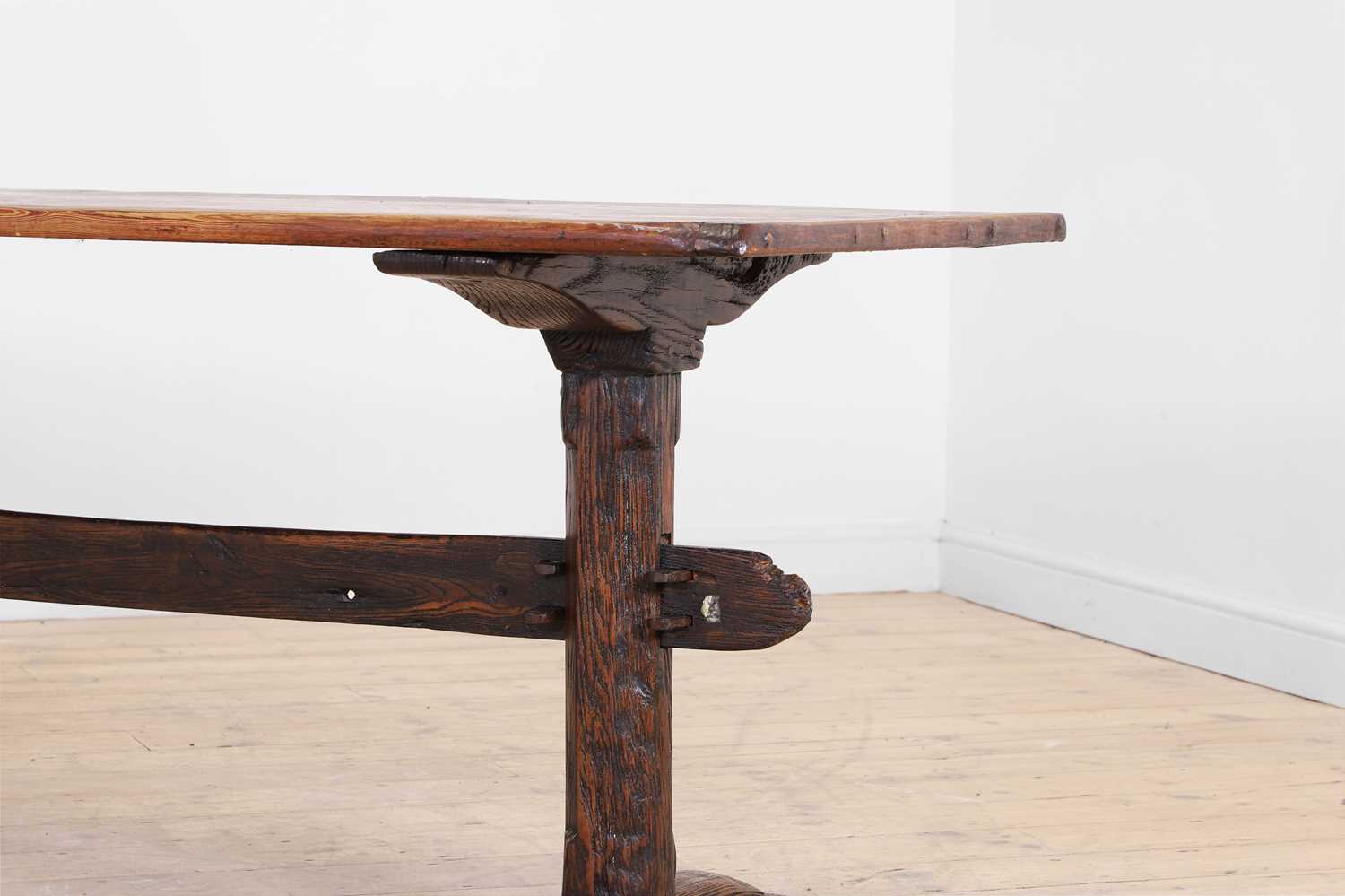 A long pine refectory table, - Image 6 of 8