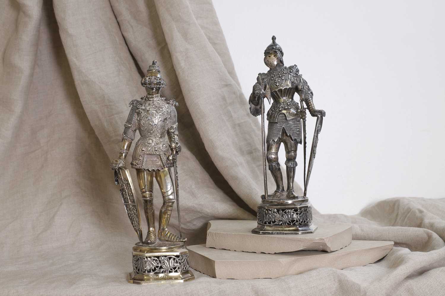 A pair of silver and ivory-mounted figures, - Image 3 of 16