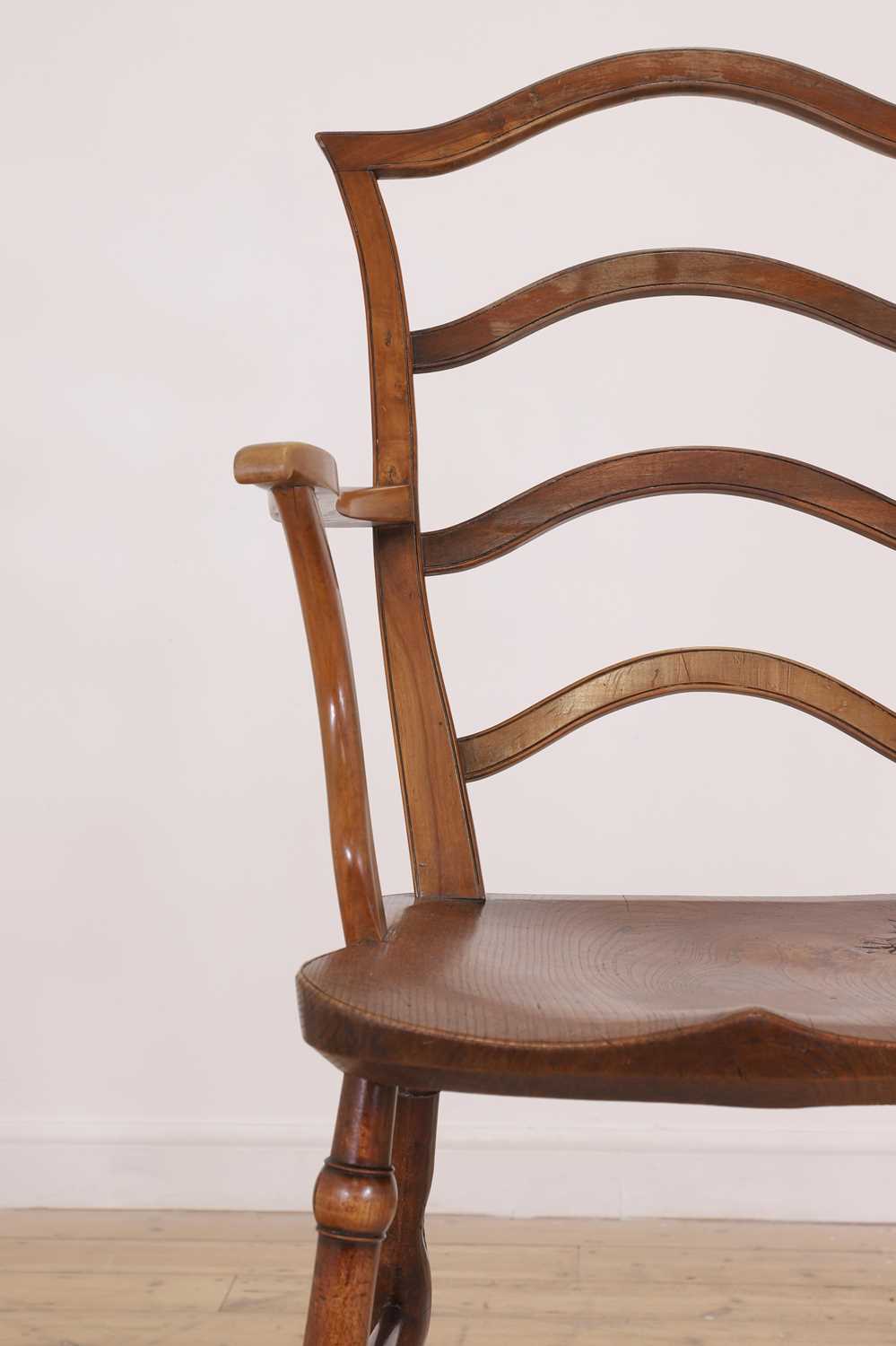 A set of seven vernacular elm and fruitwood chairs, - Image 4 of 7