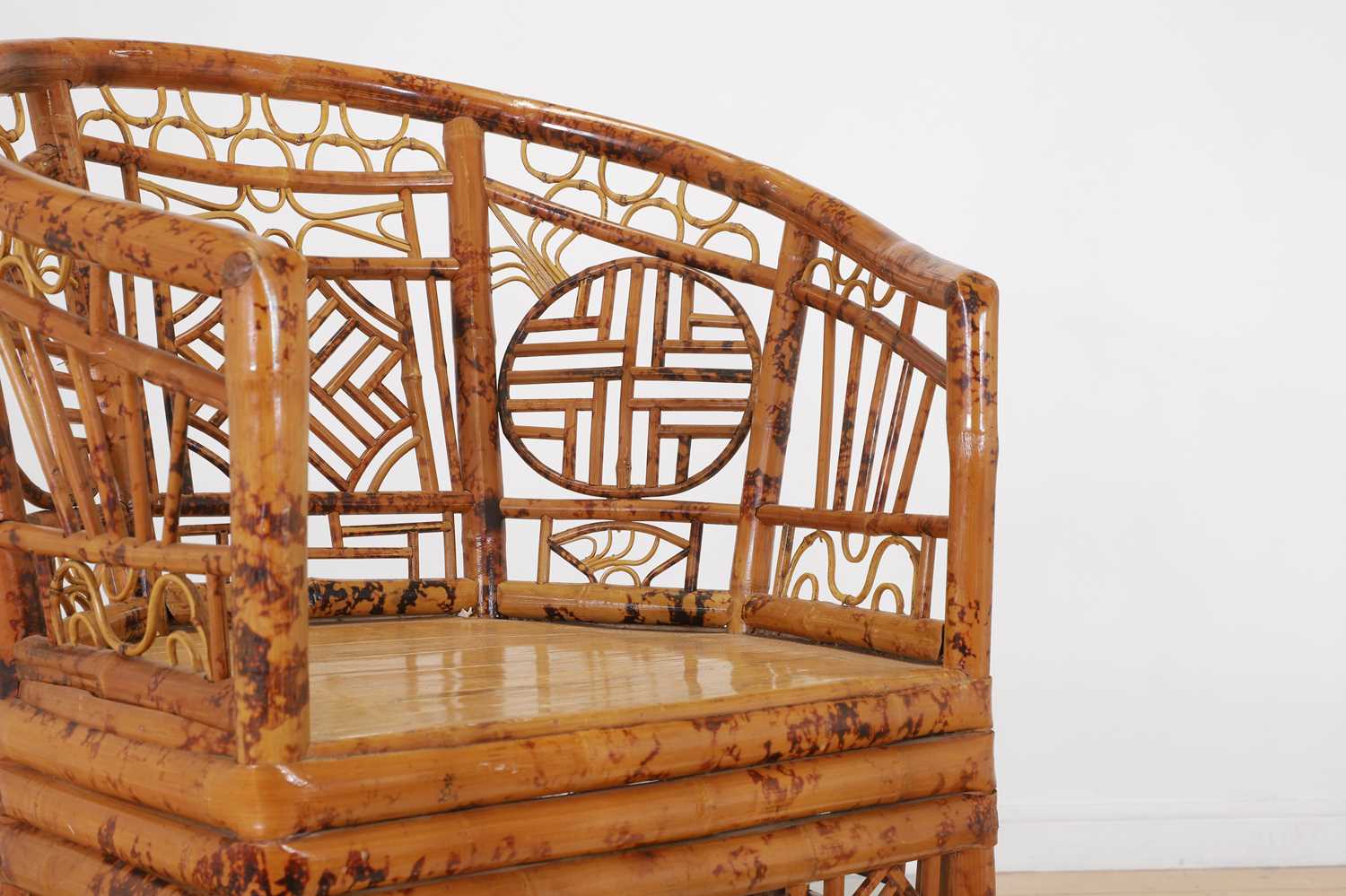 A pair of Brighton Pavilion-type bamboo elbow chairs, - Image 6 of 7