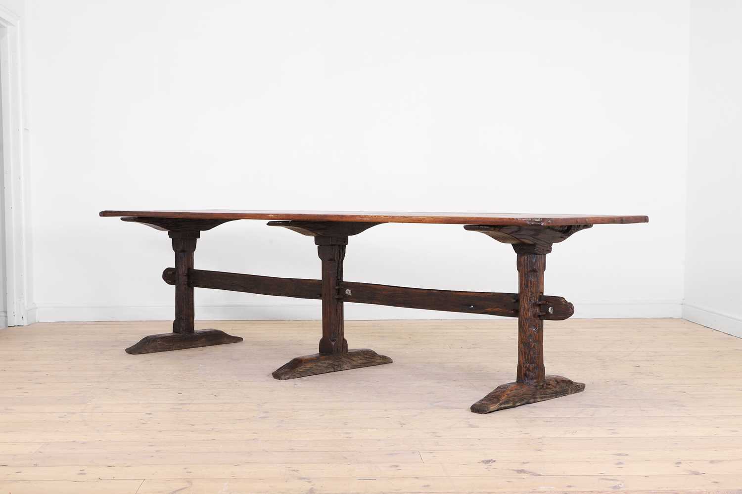 A long pine refectory table, - Image 5 of 8