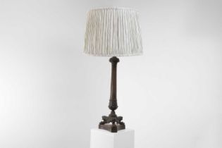 An Empire-style patinated bronze table lamp,