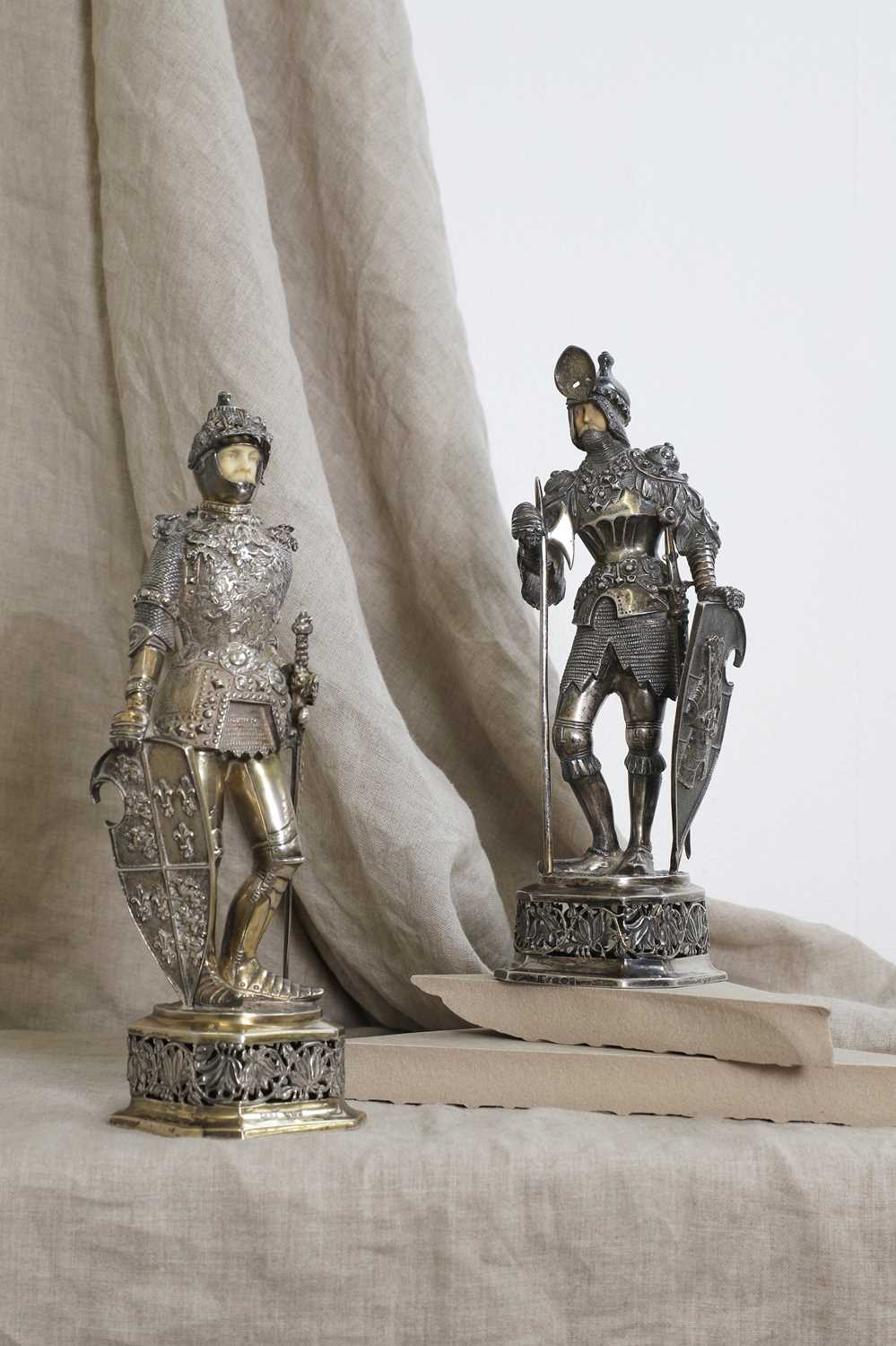 A pair of silver and ivory-mounted figures, - Image 4 of 16