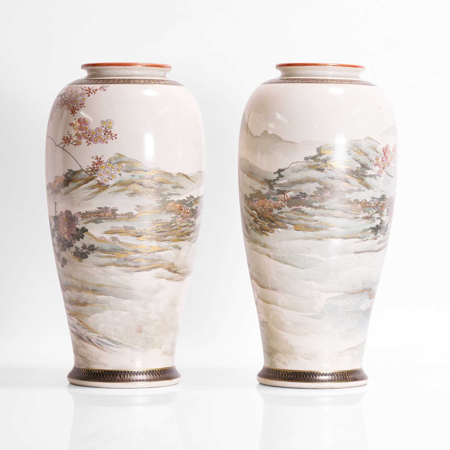 A pair of Japanese Satsuma ware vases, - Image 4 of 5