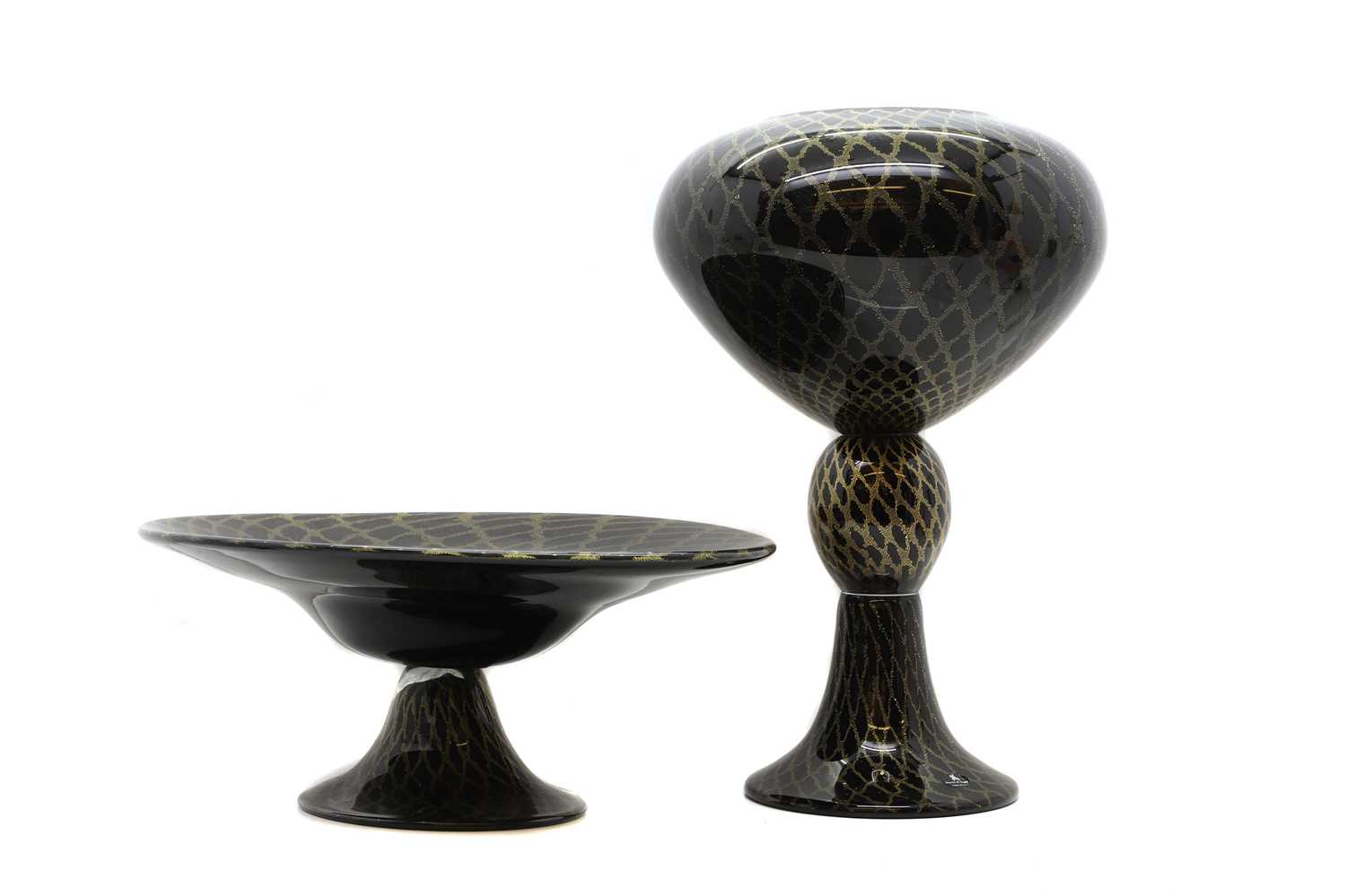 A modern Italian art glass pedestal vase