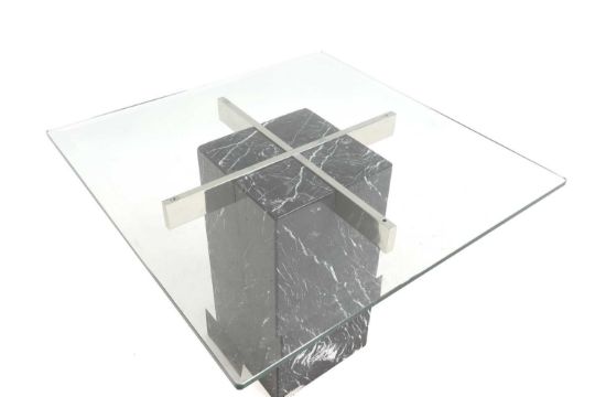 An Artedi chrome glass and marble side table, - Image 3 of 4